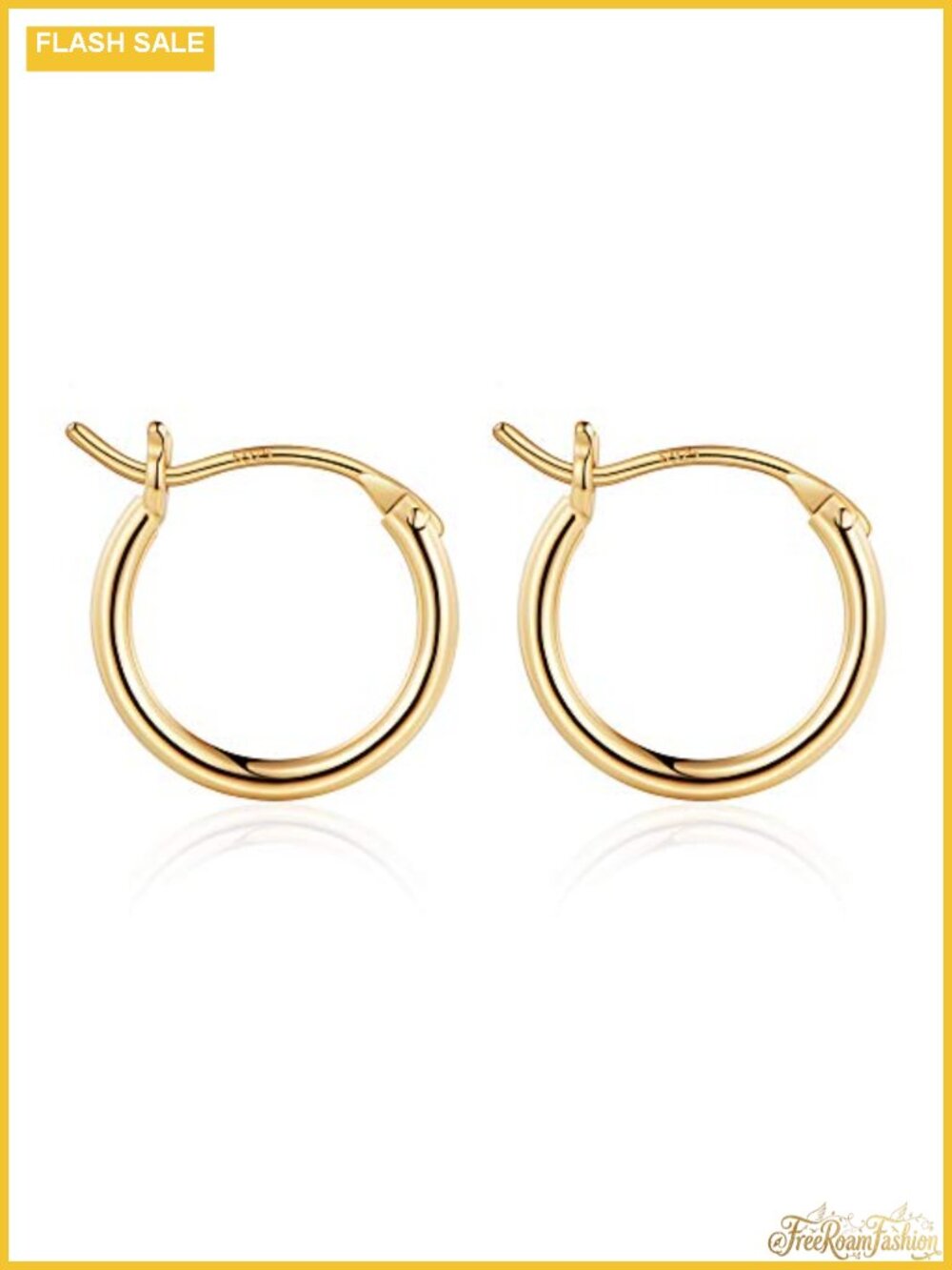 14K Gold Plated Hoop Earrings for Women, Hypoallergenic Small Hoops